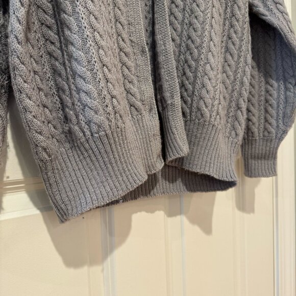 Vintage Grey Wool Cable Knit Button Up Cardigan - Size 38 - Picture 6 of 9